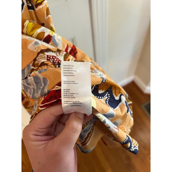 Anthropologie Somerset Tiered Mini Botanical Floral Dress Peach Blue Size‎ Large - Picture 7 of 8